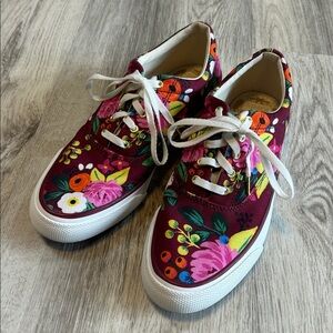 Keds x Rifle Paper Co. “Blossom Burgundy” Floral Canvas Lace-Up Sneakers | Sz 7